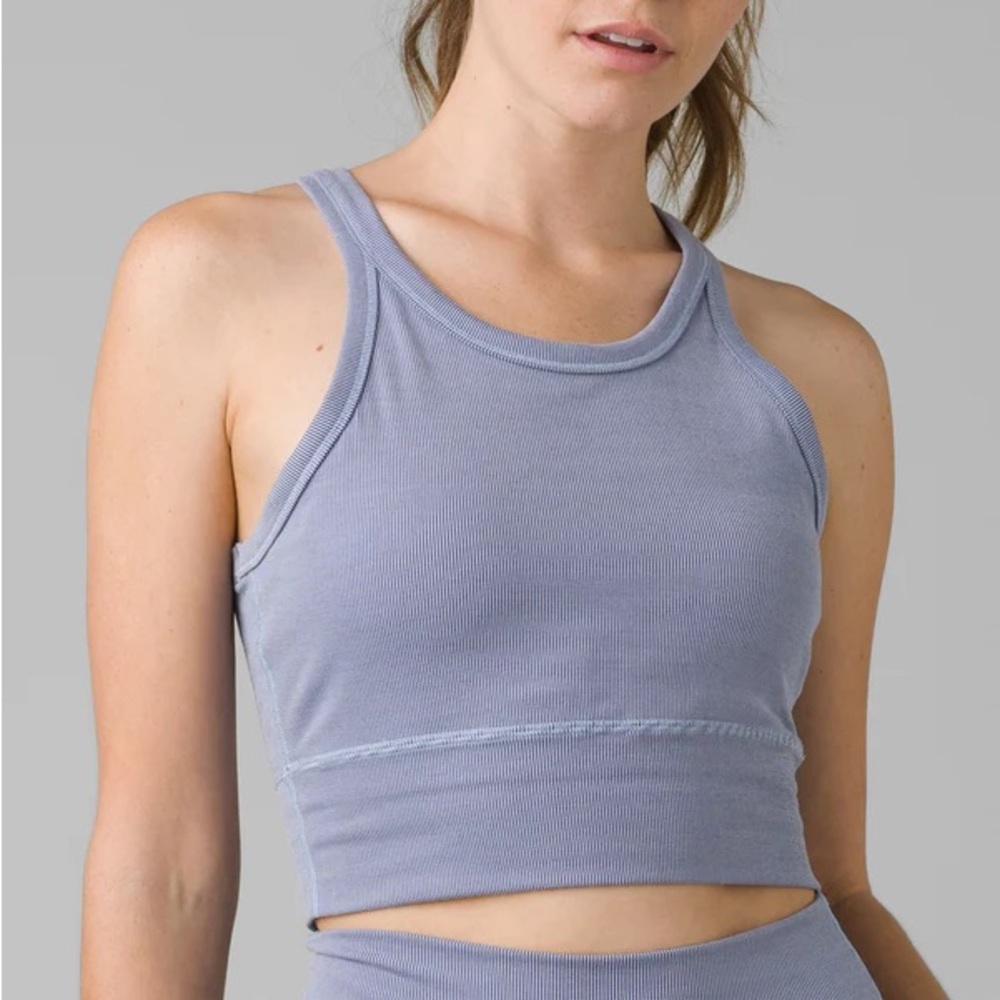 Prana Dusty Lavender Ribbed Cropped Tank